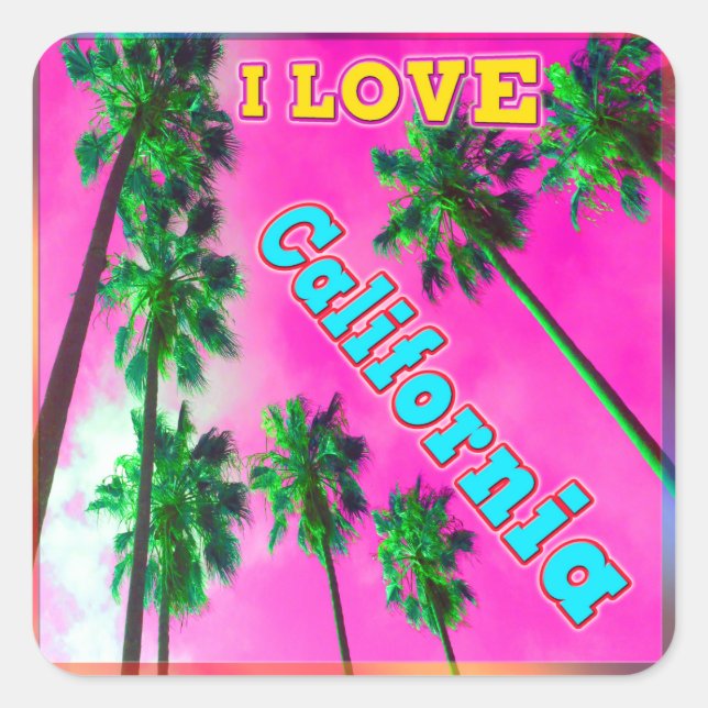 "Palm Sky: I LIEBE California 3" Aufkleber (Vorderseite)