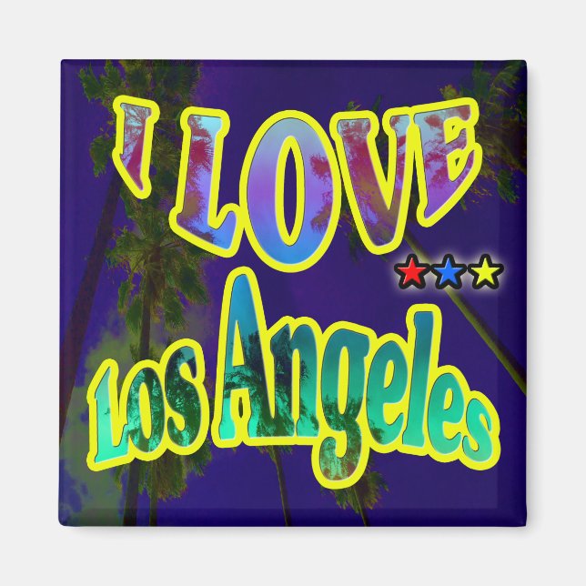 "Palm Sky: I LIEBE Los Angeles 4" Magnet (Vorne)