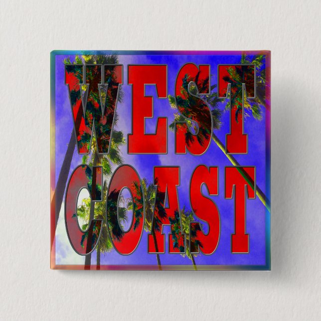 "Palm Sky: West Coast" Knopf Button (Vorderseite)