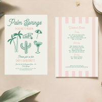 Palm Spring Green Pink Hand gezeichnete Hochzeit