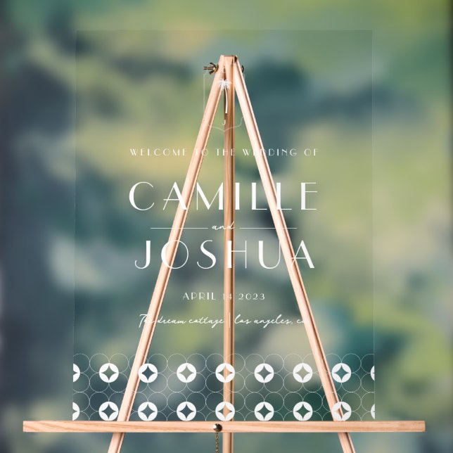 Palm Spring Retro Hochzeit Akryllische Begrüßungsz Acrylschild (Neutral)