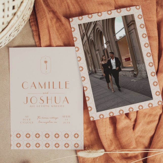 Palm Spring Retro Hochzeit Einladung (Von Creator hochgeladen)