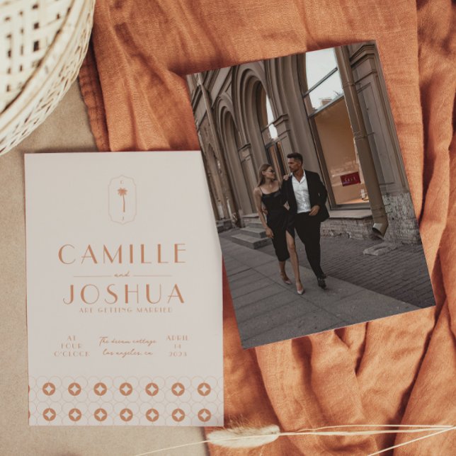 Palm Spring Retro Hochzeit Einladung (Von Creator hochgeladen)