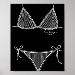 Palm Springs 2026 Bikini Sommerurlaub Linienkunst Poster