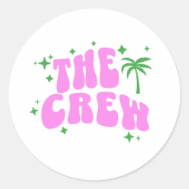 palm springs bachelorette party crew pink retro runder aufkleber