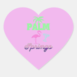 palm springs bachelorette party retro pink Herz-Aufkleber