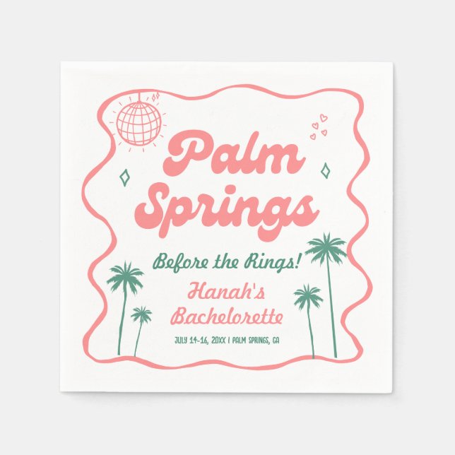 Palm Springs Bachelorette Serviette (Vorderseite)