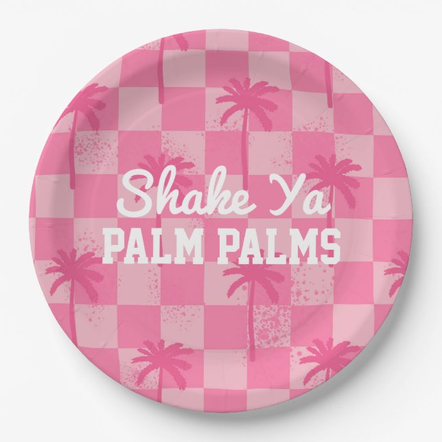 Palm Springs Bachelorette Shake Ya Palm Palm Plate Pappteller (Vorderseite)