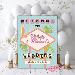 Palm Springs Beach Wedding Mod Retro Begrüßungszei Poster