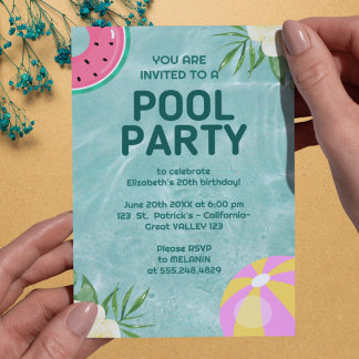 Palm Springs Blue Adult Pool Party Einladung