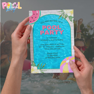 Palm Springs Blue Adult Pool Party Einladung