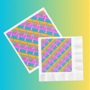 Palm Springs Bold Sunset Stripes Palm Tree Serviette
