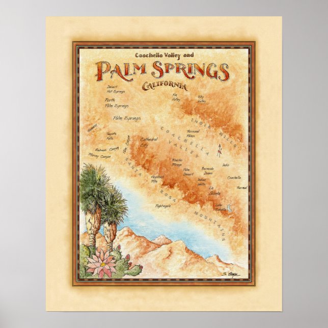 Palm Springs Ca Map Poster (Vorne)