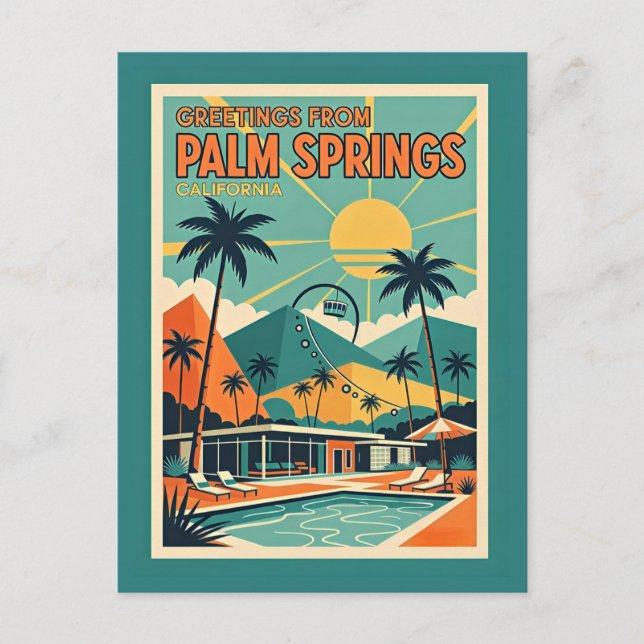 Palm Springs CA Mid-Century-Modern Postkarte (Vorderseite)