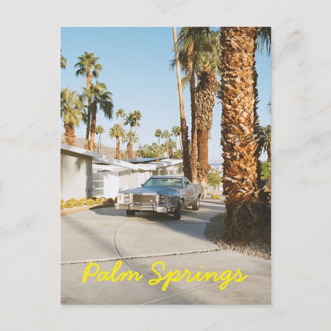Palm Springs California Classic Car and Palm Trees Postkarte (Vorderseite)
