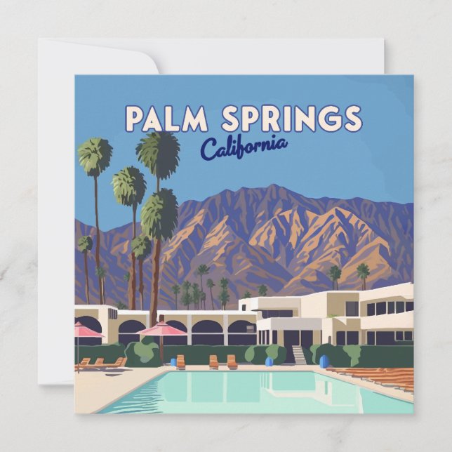 Palm Springs California Pool Hotel Trees Retro (Vorderseite)