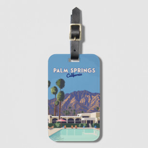 Palm Springs California Pool Hotel Trees Retro Gepäckanhänger