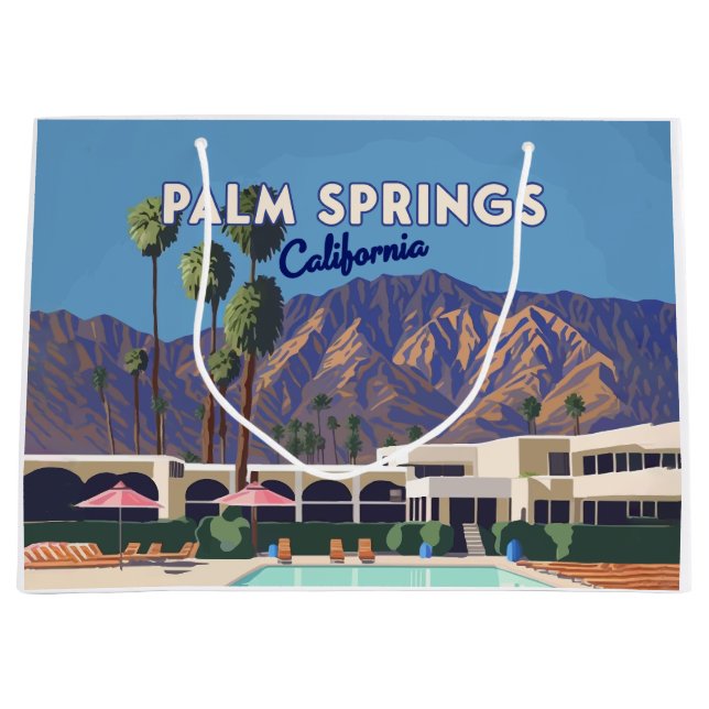 Palm Springs California Pool Hotel Trees Retro Große Geschenktüte (Vorderseite)