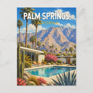 Palm Springs Kalifornien Illustration Reise Kunst Postkarte