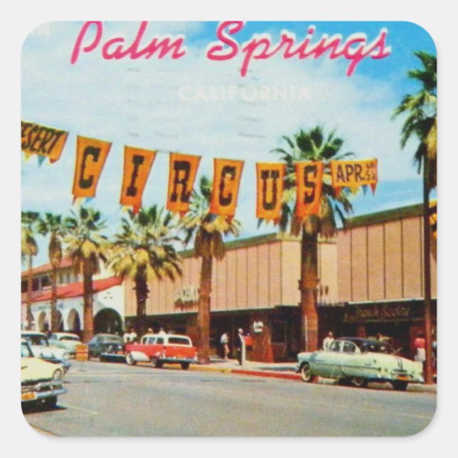 Palm Springs, Kalifornien - Vintag Quadratischer Aufkleber (Vorderseite)