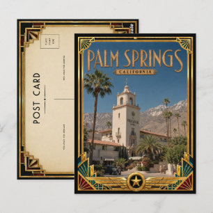 Palm Springs Kalifornien Vintage Art Deco Golden Postkarte