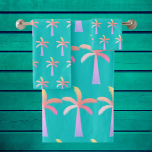 Palm Springs Karibik Blau Tropische Palme Badhandtuch Set