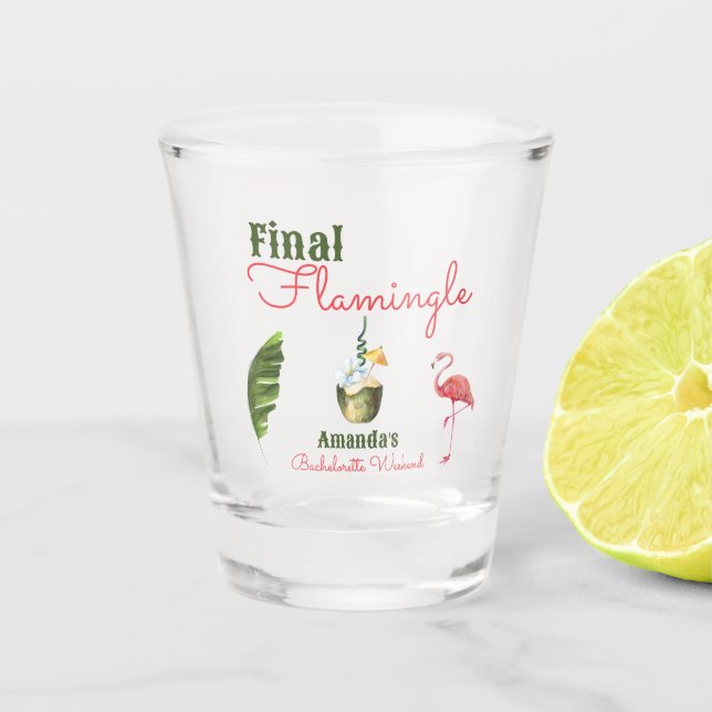 Palm Springs letzter Flamingle-Junggeselinnen-Absc Schnapsglas (Vorderseite)