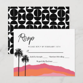 Palm Springs Moderne Antwortkarte (rosa/orange) RSVP Karte