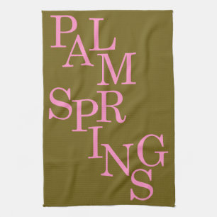 Palm Springs Olive und Pink Vintage Geschirrtuch
