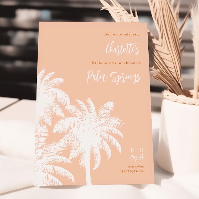Palm Springs Peach Bachelorette Wochenende Einladu Einladung (Von Creator hochgeladen)