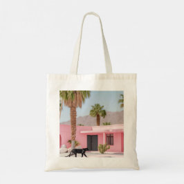 Palm Springs Pink House Tote Bag | Retro-Wüste Tragetasche