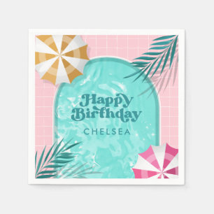 Palm Springs Pool Party Rosa Erwachsene Geburtstag Serviette