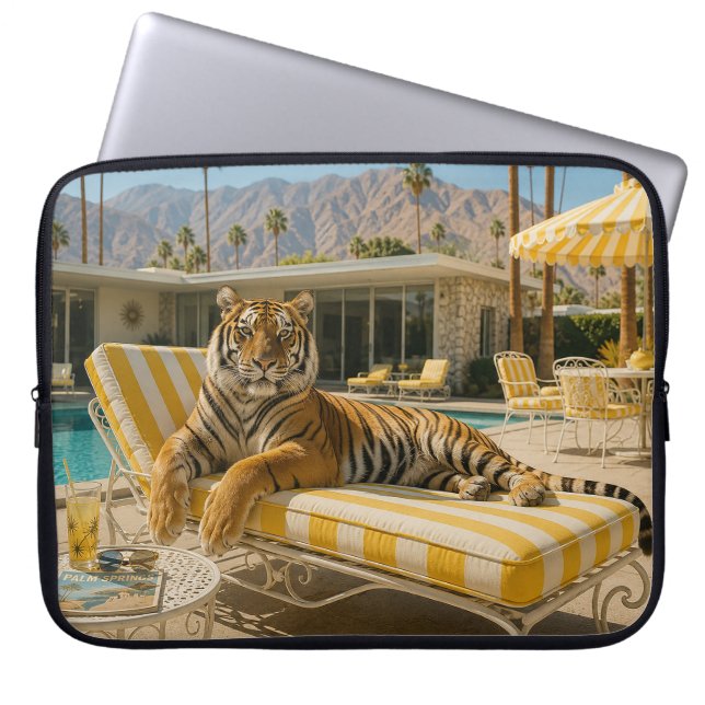 Palm Springs Pool Tiger Laptopschutzhülle (Vorderseite)