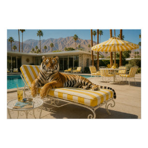 Palm Springs Pool Tiger Poster