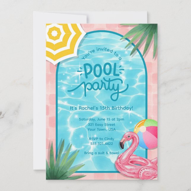 Palm Springs Poolparty-Einladung Einladung (Vorderseite)