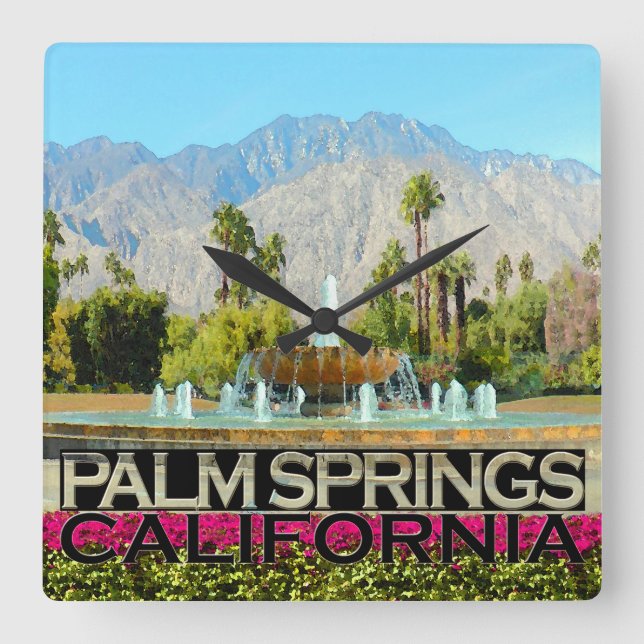 Palm Springs Quadratische Wanduhr (Vorderseite)