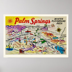 Palm Springs Retro-Karte Druck Poster