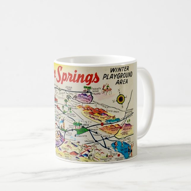 Palm Springs Retro Map-Tasse Kaffeetasse (VorderseiteRechts)