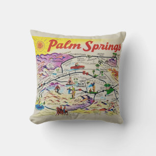 Palm Springs Retro Map Throw Kissen