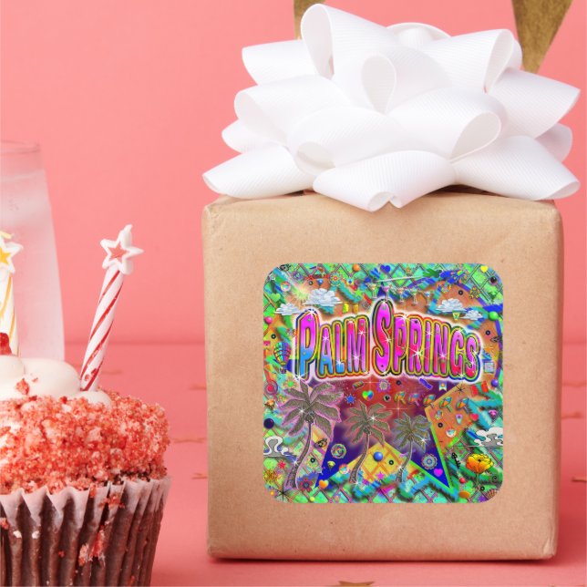 Palm Springs Risikofaktor-Aufkleber Quadratischer Aufkleber (Party)