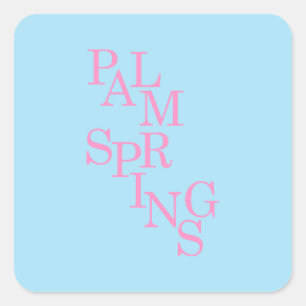 Palm Springs Rosa und Blau Quadratischer Aufkleber