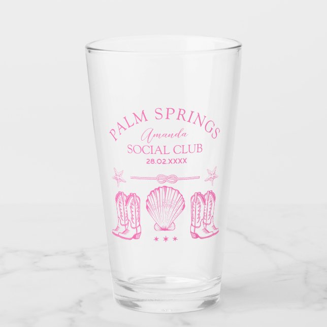 Palm Springs Social Club | Bachelorette Glas (Vorderseite)