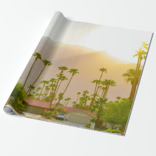 Palm Springs Sonnenuntergang Tag mit Bergen und Pa Geschenkpapier