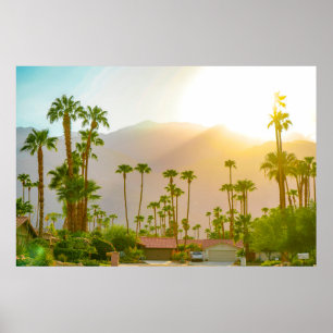 Palm Springs Sonnenuntergang Tag mit Bergen und Pa Poster