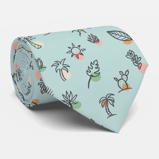 Palm Springs Theme Summer Pattern Neck Tie Krawatte (Gerollt)