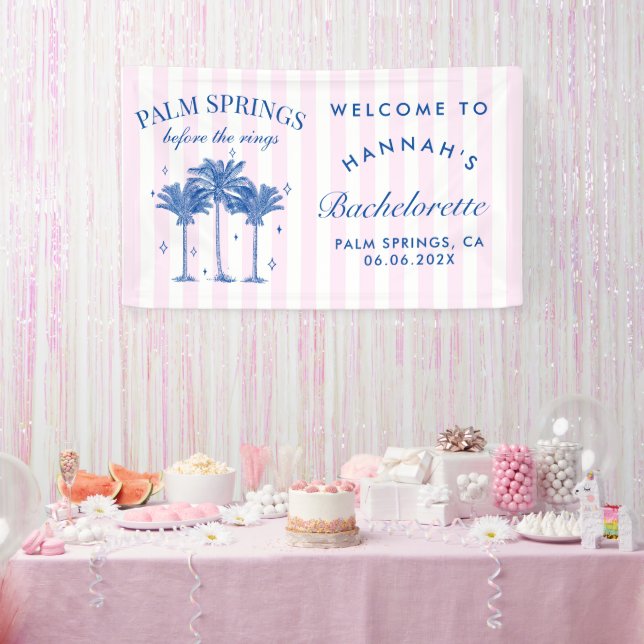 Palm Springs vor dem Rings Blue Bachelorette Banner (Party)