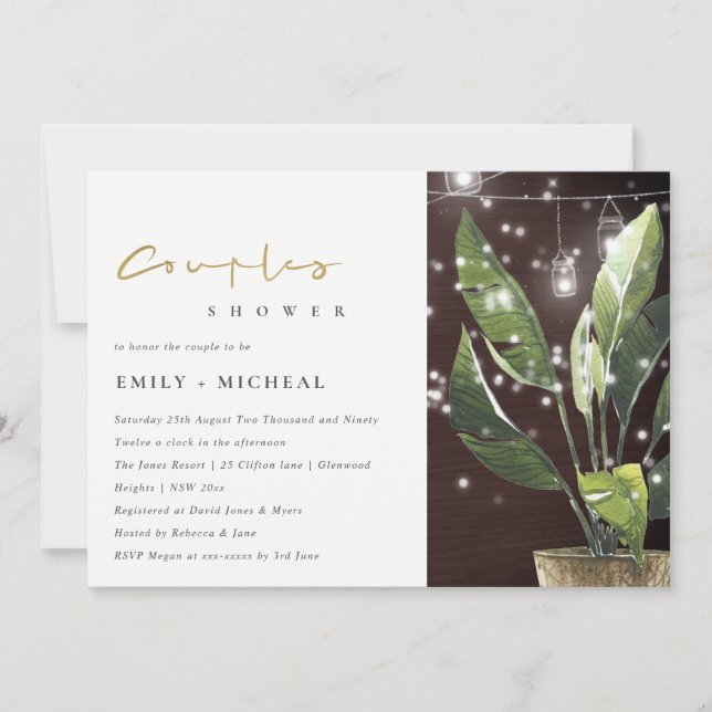 PALM STARRY NIGHT MASON JAR COUPLES SHOWITE DANKESKARTE (Vorderseite)