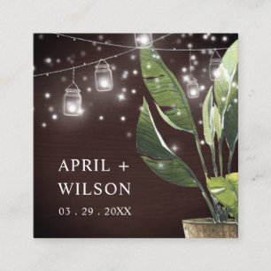 PALM STARRY NIGHT MASON JAR GASTGESCHENK HOCHZEIT  QUADRATISCHE VISITENKARTE