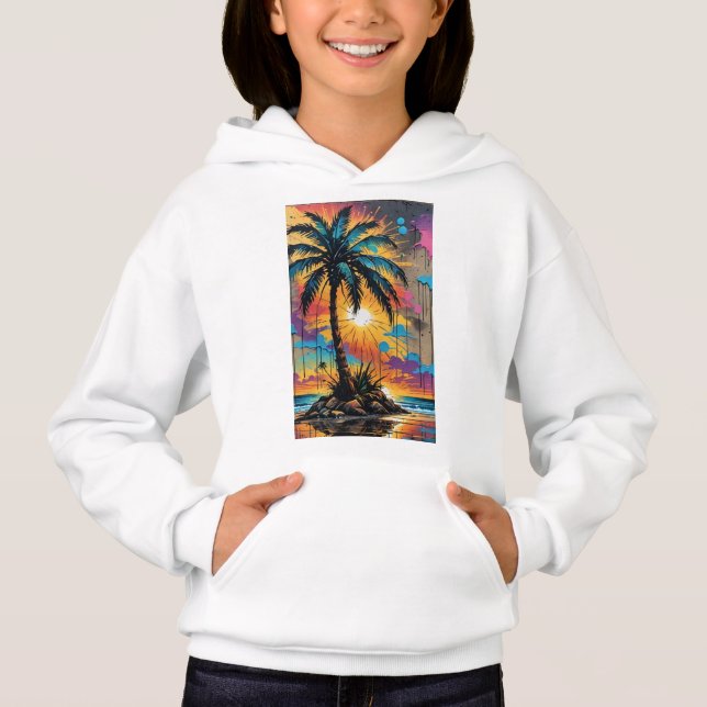 Palm Strand Graffiti Farbe Hoodie (Vorderseite)