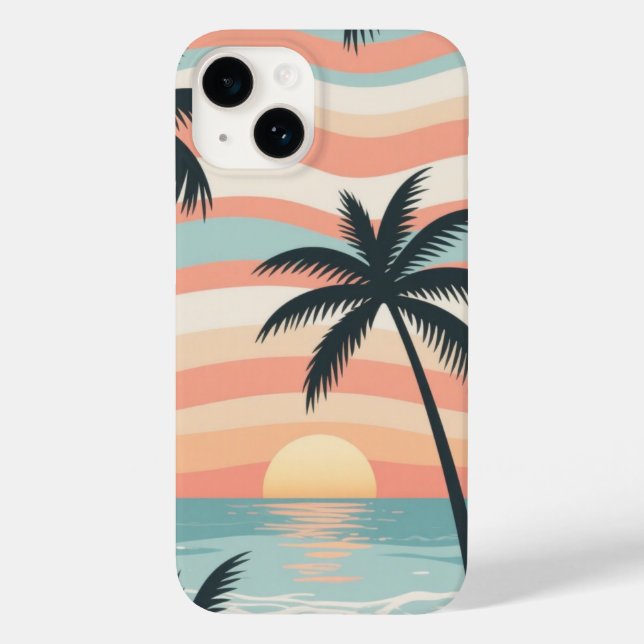 Palm Stripes – Tropical Calm Beach Phone Case (Rückseite)